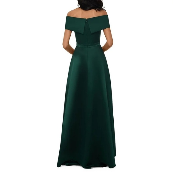 Xscape Women's Green Off-Shoulder Maxi Dress - Picture 2 of 9